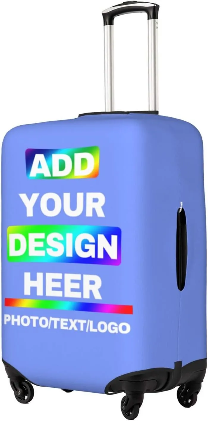 Luggage Covers with Photo Text Name Logo Double Sided Different Design Travel Suitcase Case Protector for 18-32 Inch Suitcase