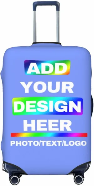Luggage Covers with Photo Text Name Logo Double Sided Different Design Travel Suitcase Case Protector for 18-32 Inch Suitcase