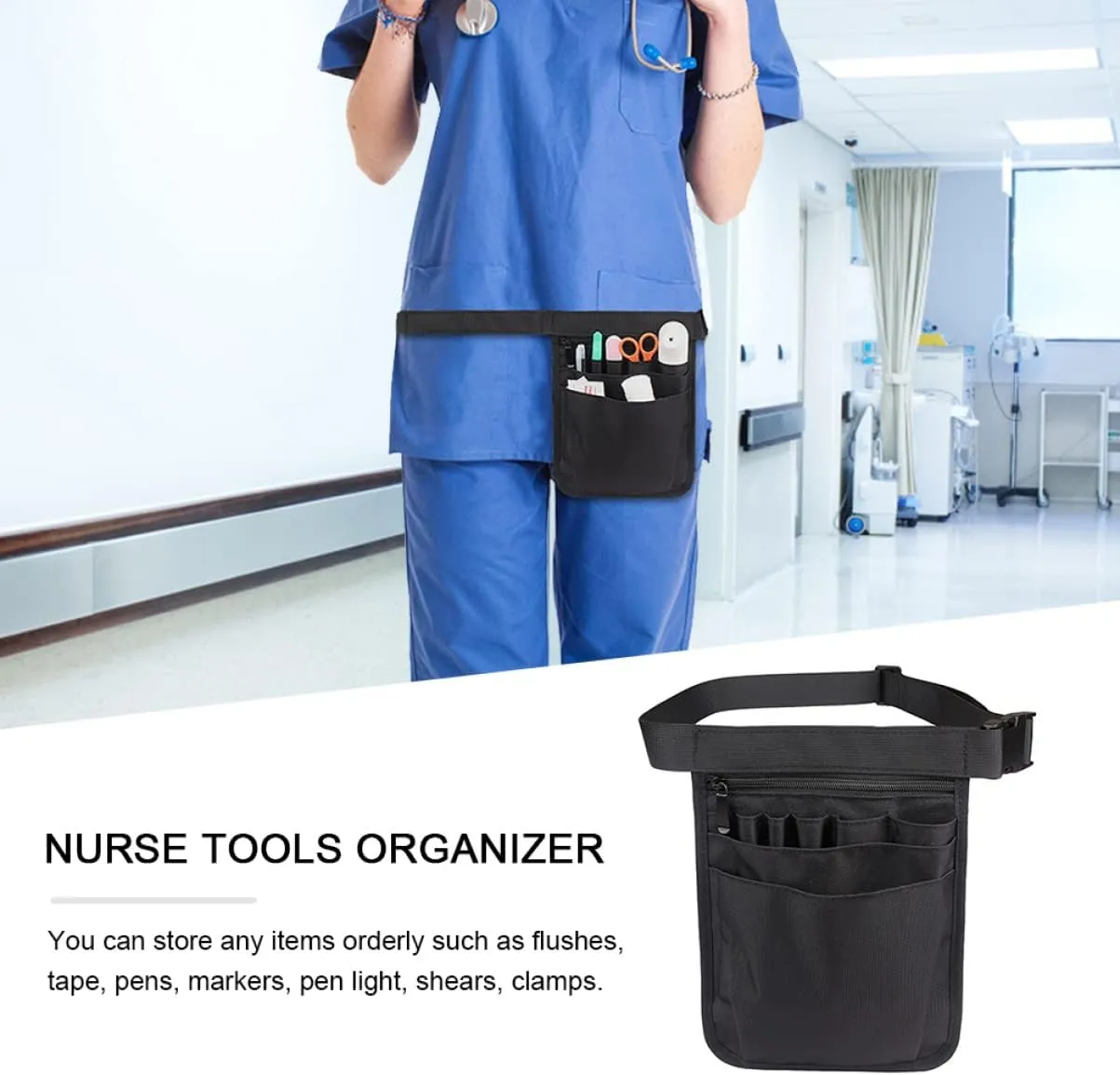 Lurrose Nurse Tools Organizer Pouch Medical Supplies Waist Bag for Nurses Doctors for Scissors Pens and Markers