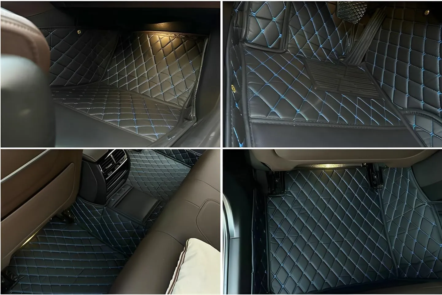 Luxury Leather Car Floor Mats for 2008-2014 Hyundai Genesis- All-Weather, Easy to Clean, Premium Interior Protection (Beige)