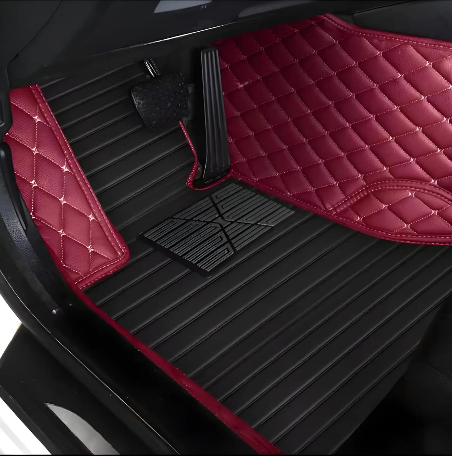 Luxury Leather Car Floor Mats for 2008-2014 Hyundai Genesis- All-Weather, Easy to Clean, Premium Interior Protection (Beige)