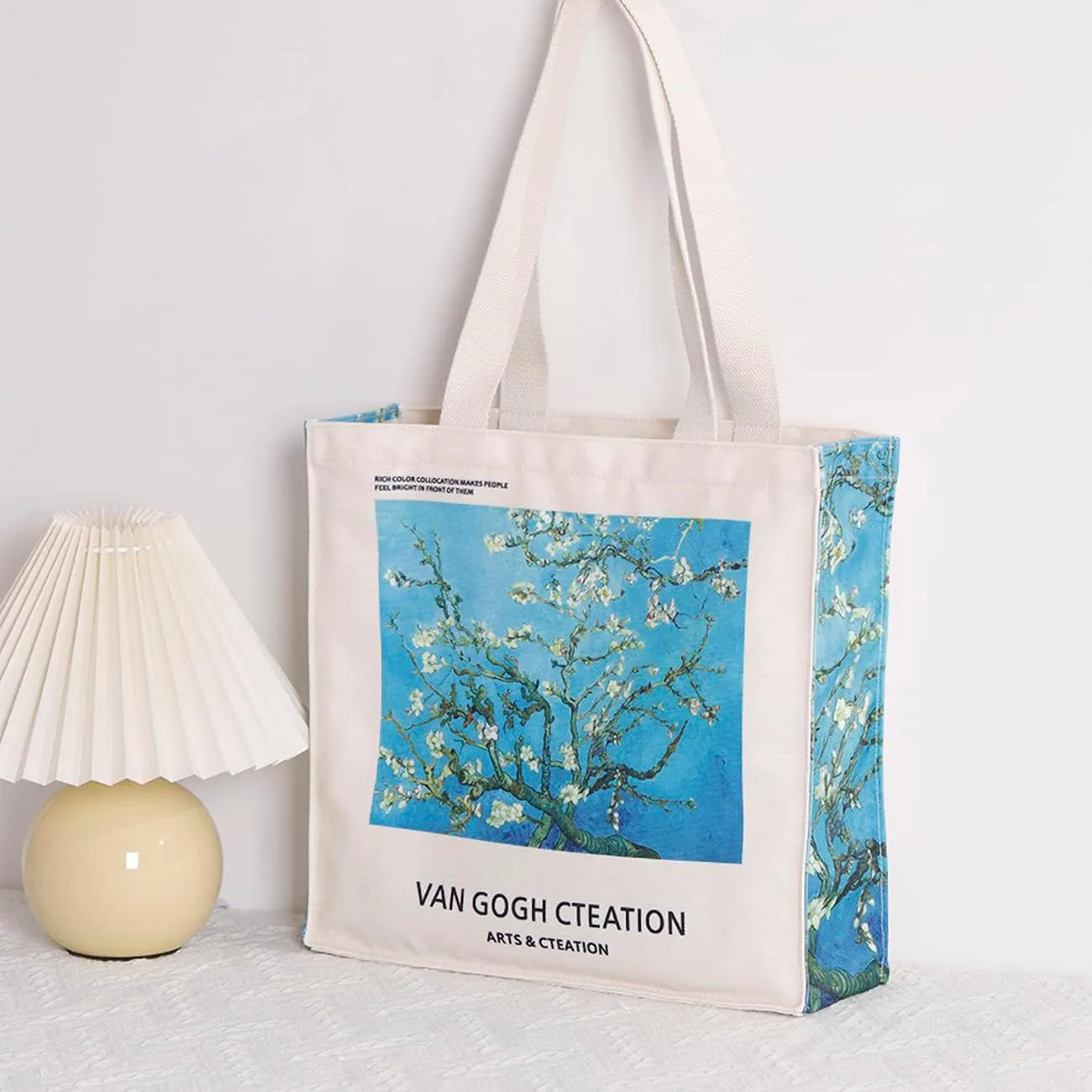 LZ Handbag Tote Bag Large Capacity Women's Canvas Bag Shopping Monet Oil Painting With Zipper Library, Carry Laptop