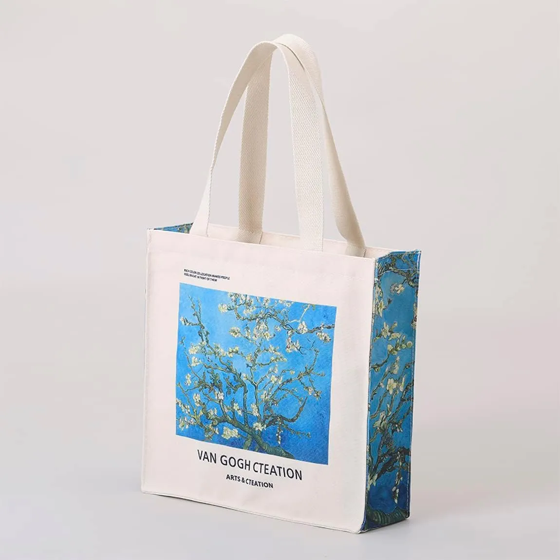 LZ Handbag Tote Bag Large Capacity Women's Canvas Bag Shopping Monet Oil Painting With Zipper Library, Carry Laptop