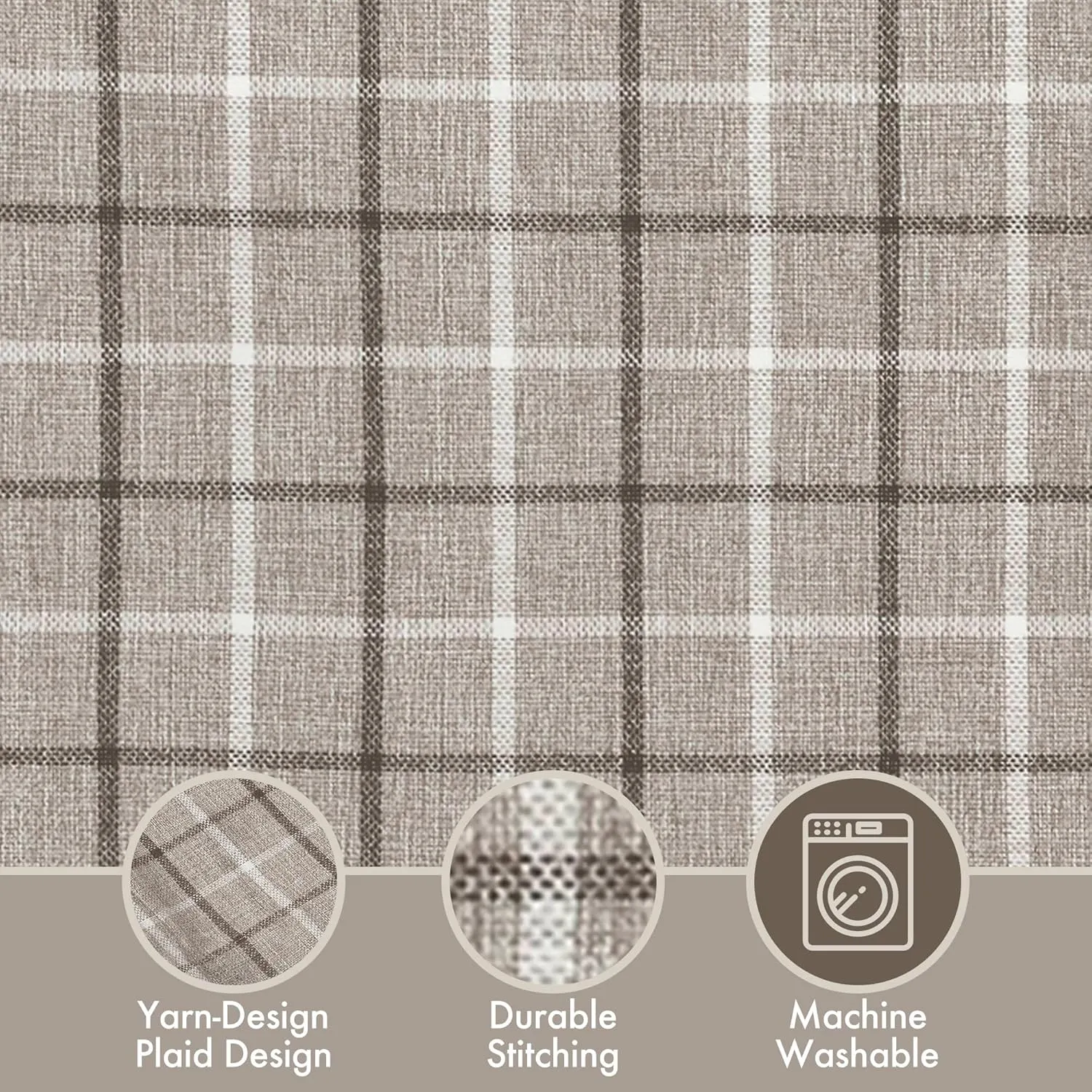 Madison Park Anaheim Cabin Plaid Curtain Window, Thermal Insulated Fleece Lining, Living Room Decor Room Darkening Drape for Bedroom, 1-Single Panel Pack, 50" x 84", Faux Leather Tab, Brown