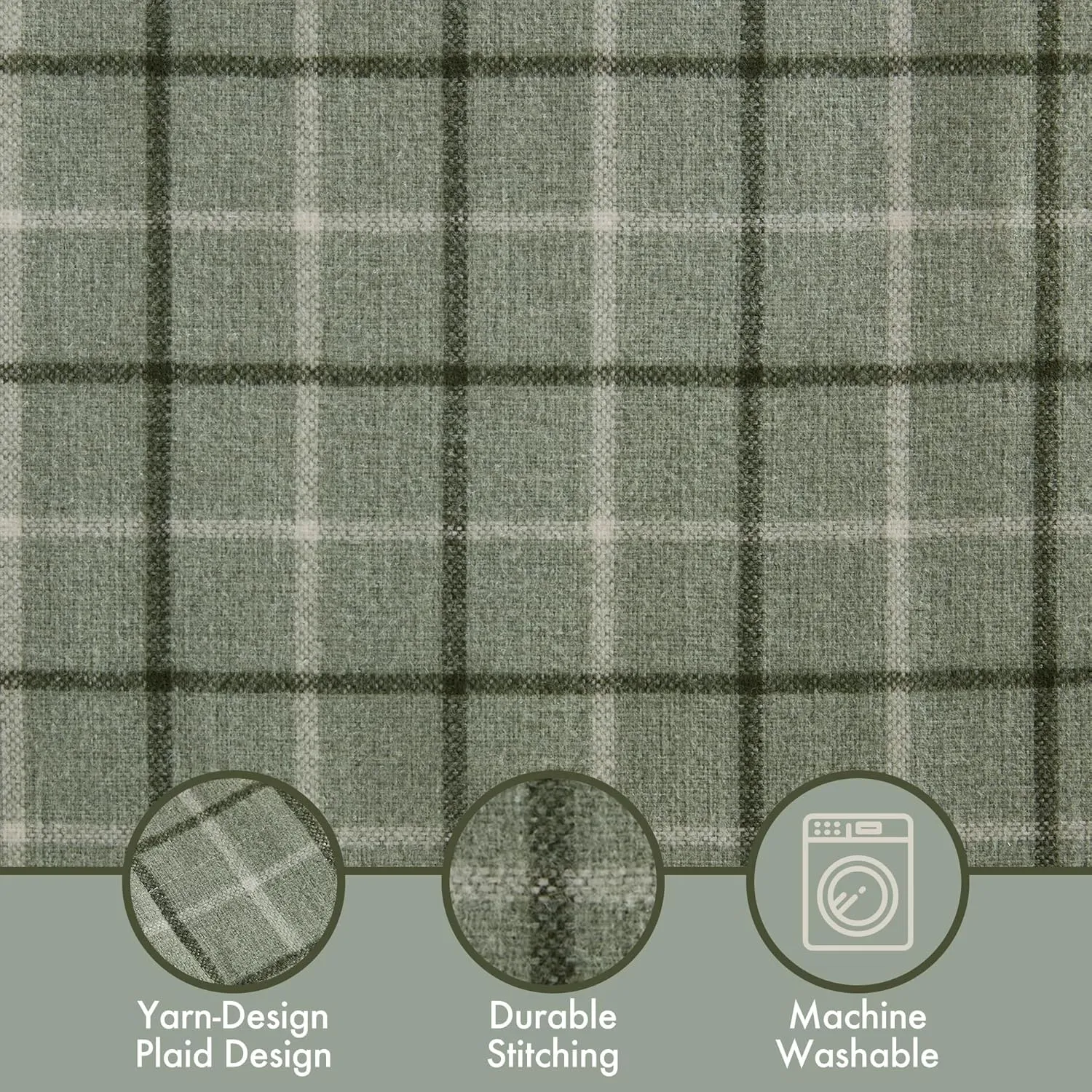 Madison Park Anaheim Cabin Plaid Curtain Window, Thermal Insulated Fleece Lining, Living Room Decor Room Darkening Drape for Bedroom, 1-Single Panel Pack, 50" x 84" Faux Leather Tab, Green