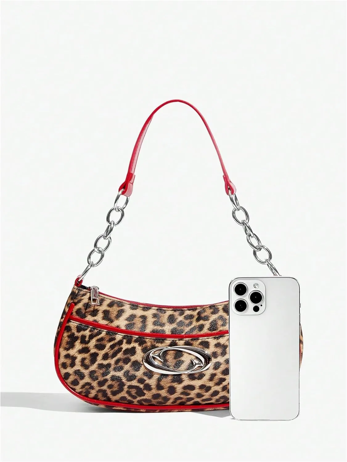 MakeMeChic Women's Cheetah Print Handbags PU Leather Shoulder Handbags Single Strap Medium Bags