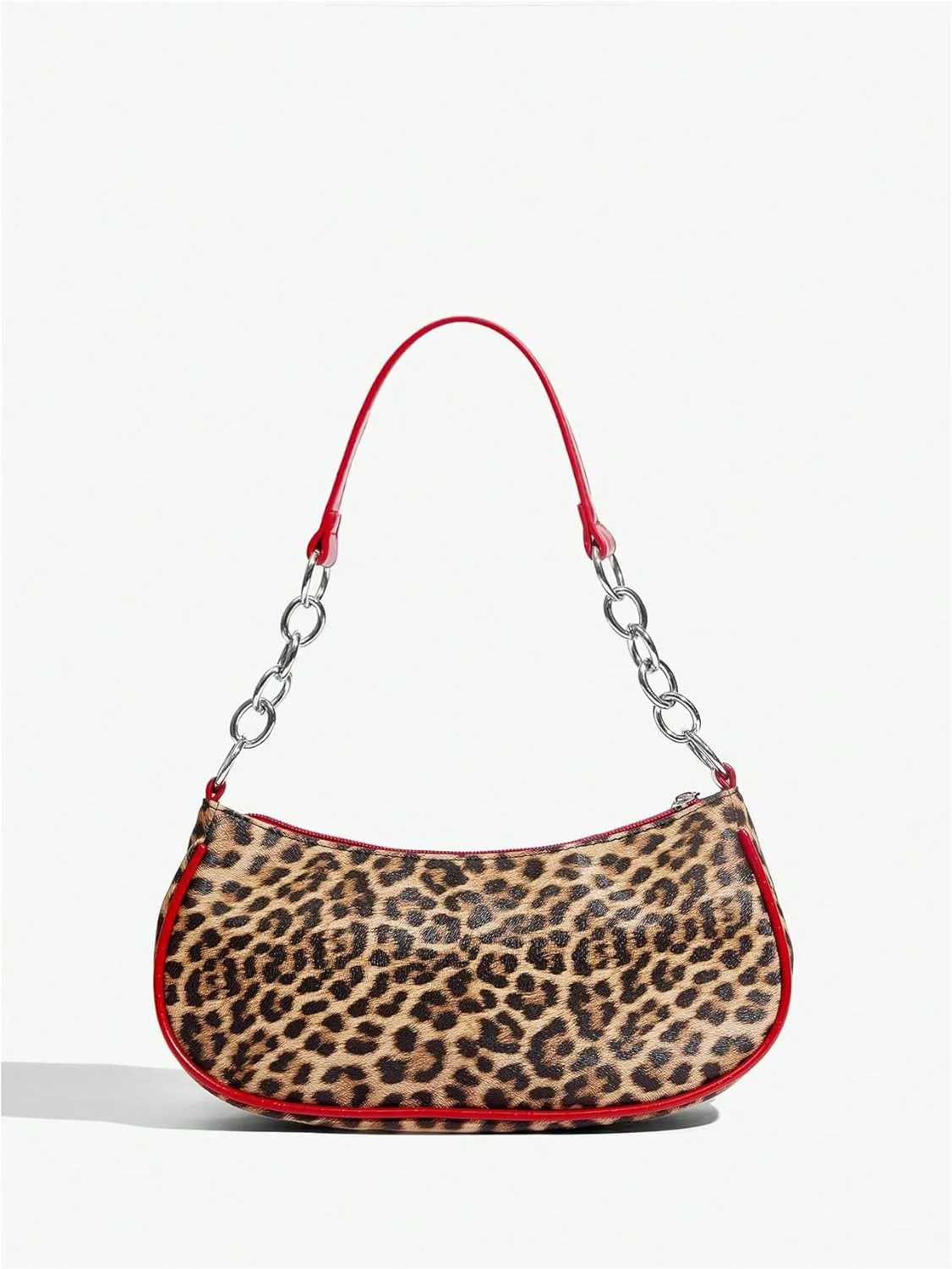 MakeMeChic Women's Cheetah Print Handbags PU Leather Shoulder Handbags Single Strap Medium Bags