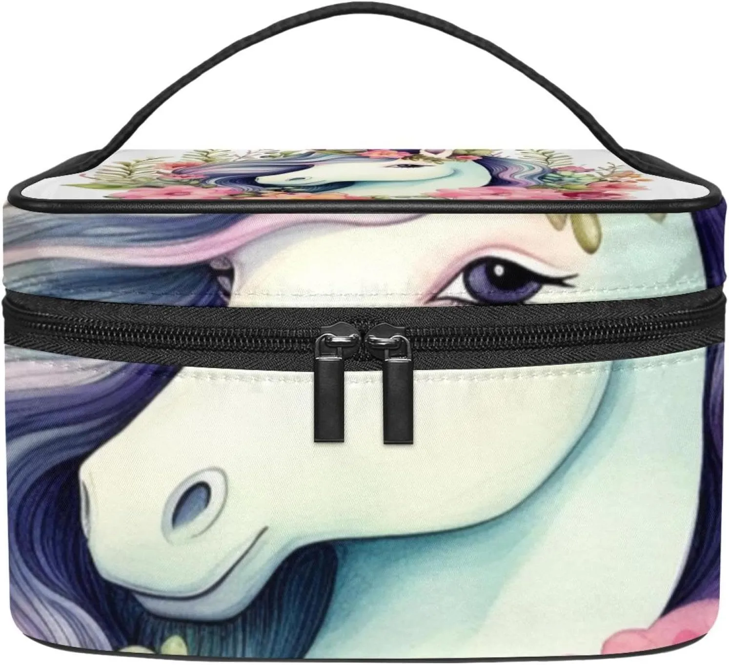 Makeup Bags for Women,Toiletry Bag for Men,Unicorn Floral Bushes,Travel Cosmetic Bag