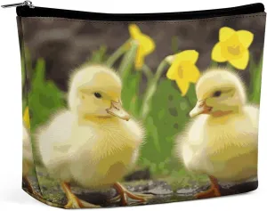 Makeup Bags Large Capacity Cosmetic Bags for Women Cute Baby Ducks Open Flat Toiletry Bag Waterproof Makeup Pouch Portable Cosmetic Organizer Makeups Train for Travel Gift