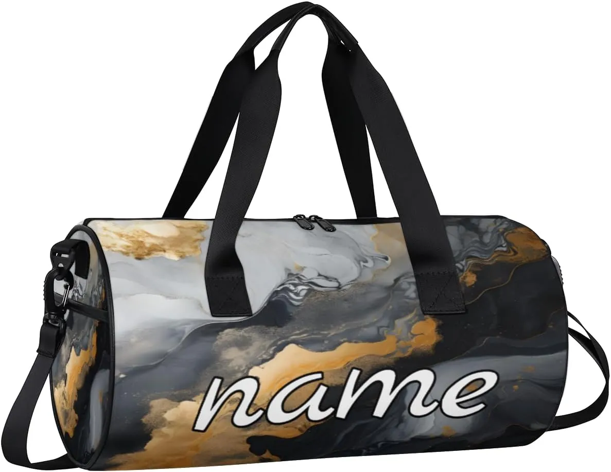 Marble Print Personalized Dance Bags, Marble Print Custom Sport Duffel Bag Travel Duffle Bag Overnight Weekender Bag