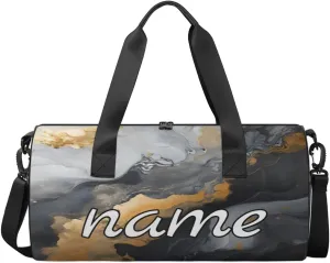 Marble Print Personalized Dance Bags, Marble Print Custom Sport Duffel Bag Travel Duffle Bag Overnight Weekender Bag