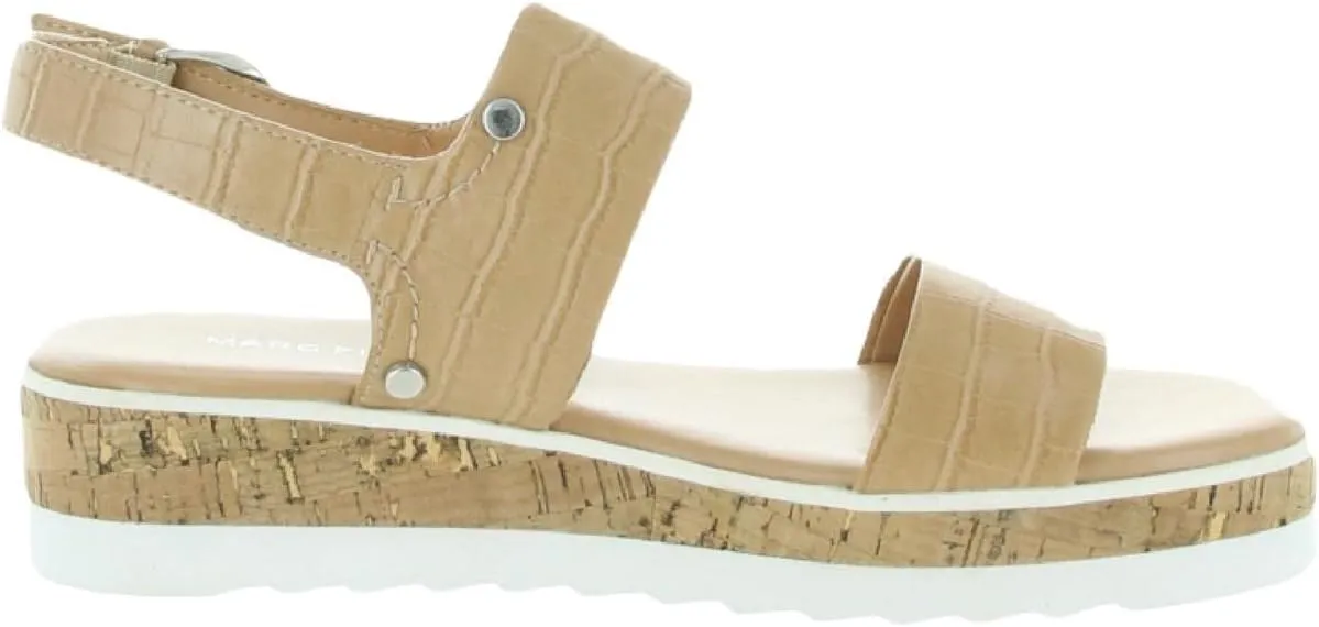 Marc Fisher Womens Gordy Embossed Faux Leather Wedge Sandals