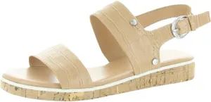 Marc Fisher Womens Gordy Embossed Faux Leather Wedge Sandals