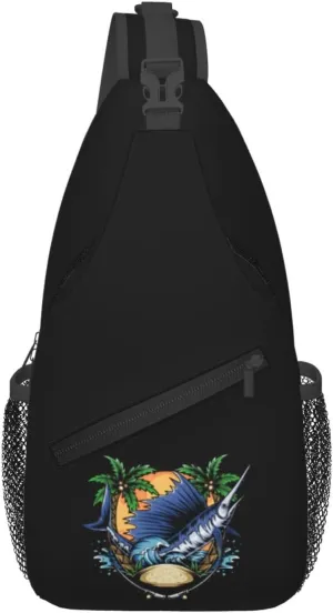 Marlin Fish On The Beach Crossbody Bags For Women Men Chest Backpack Gym Shoulder Bag Travel Outdoor Sports Casual Crossbody Bags