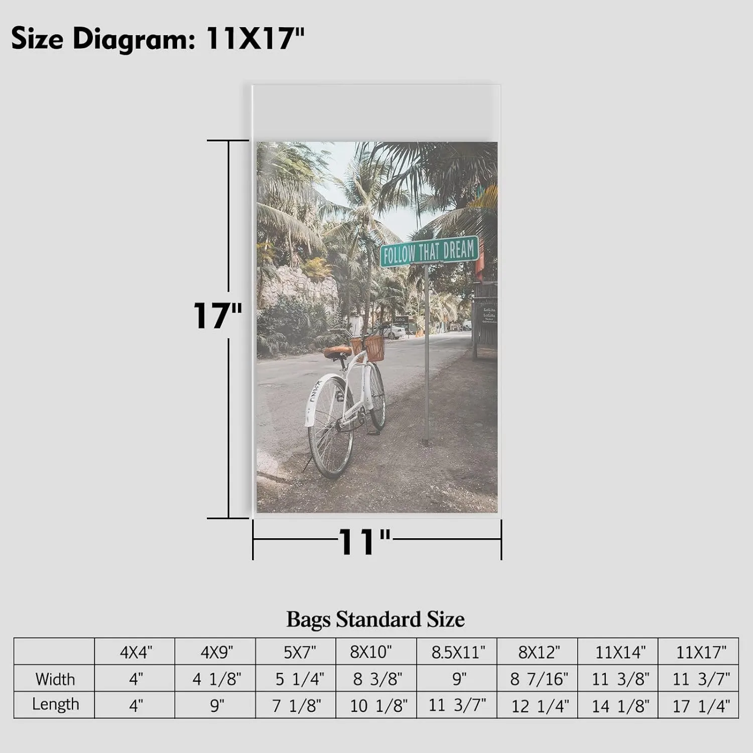 Mat Board Center, (200 Pack) 11 3/7" x 17 1/4" Clear Resealable Plastic Sleeves, Self Sealing Polypropylene Bags for Paper, Photographs, Prints & Documents
