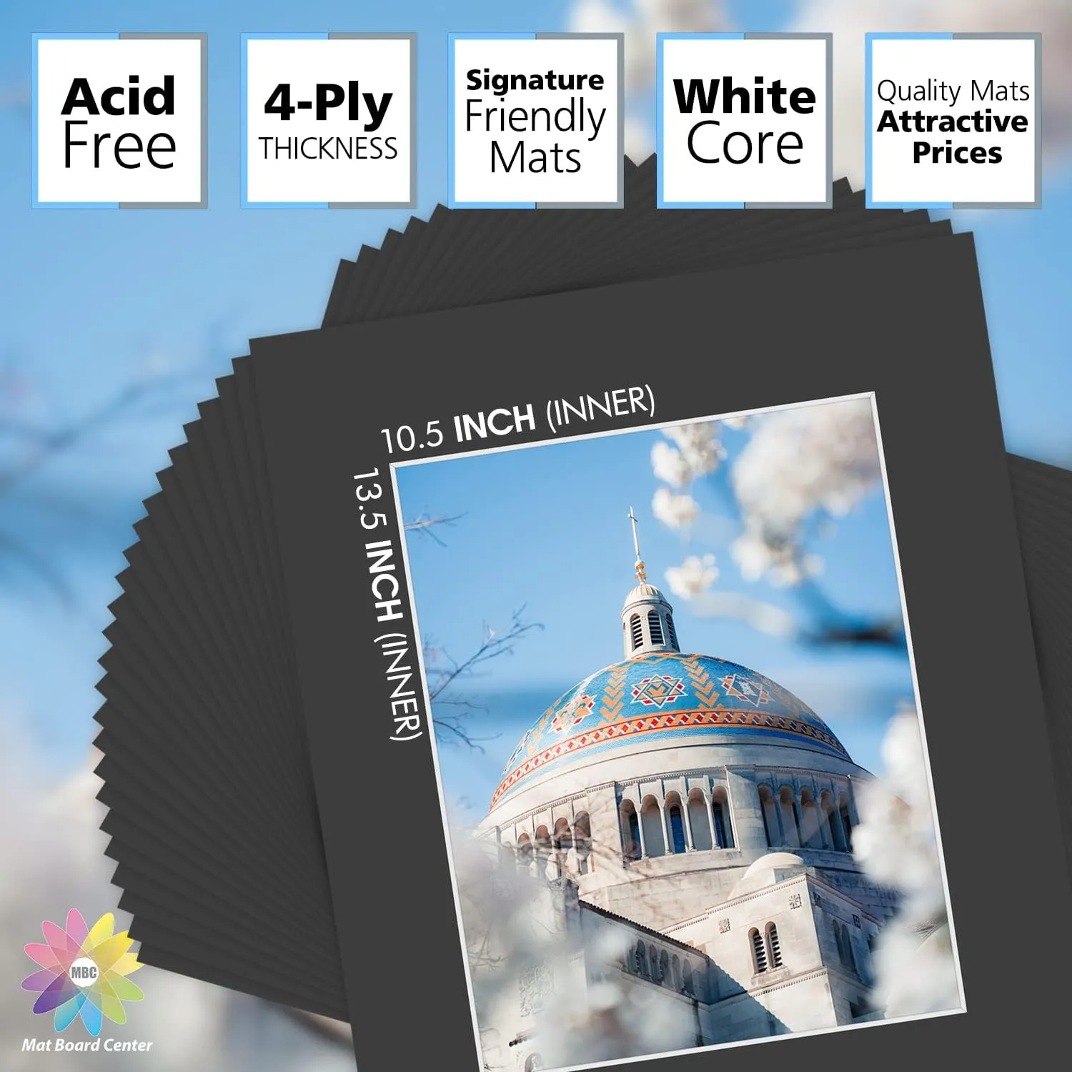 Mat Board Center, 25 Pack of Black Pre-Cut Mat Board 16x20 Picture Mat for 11x14 Photo with White Core Bevel Cut Mattes Sets. Includes 25 Acid Free Mats & 25 Backing Board & 25 Clear Bags