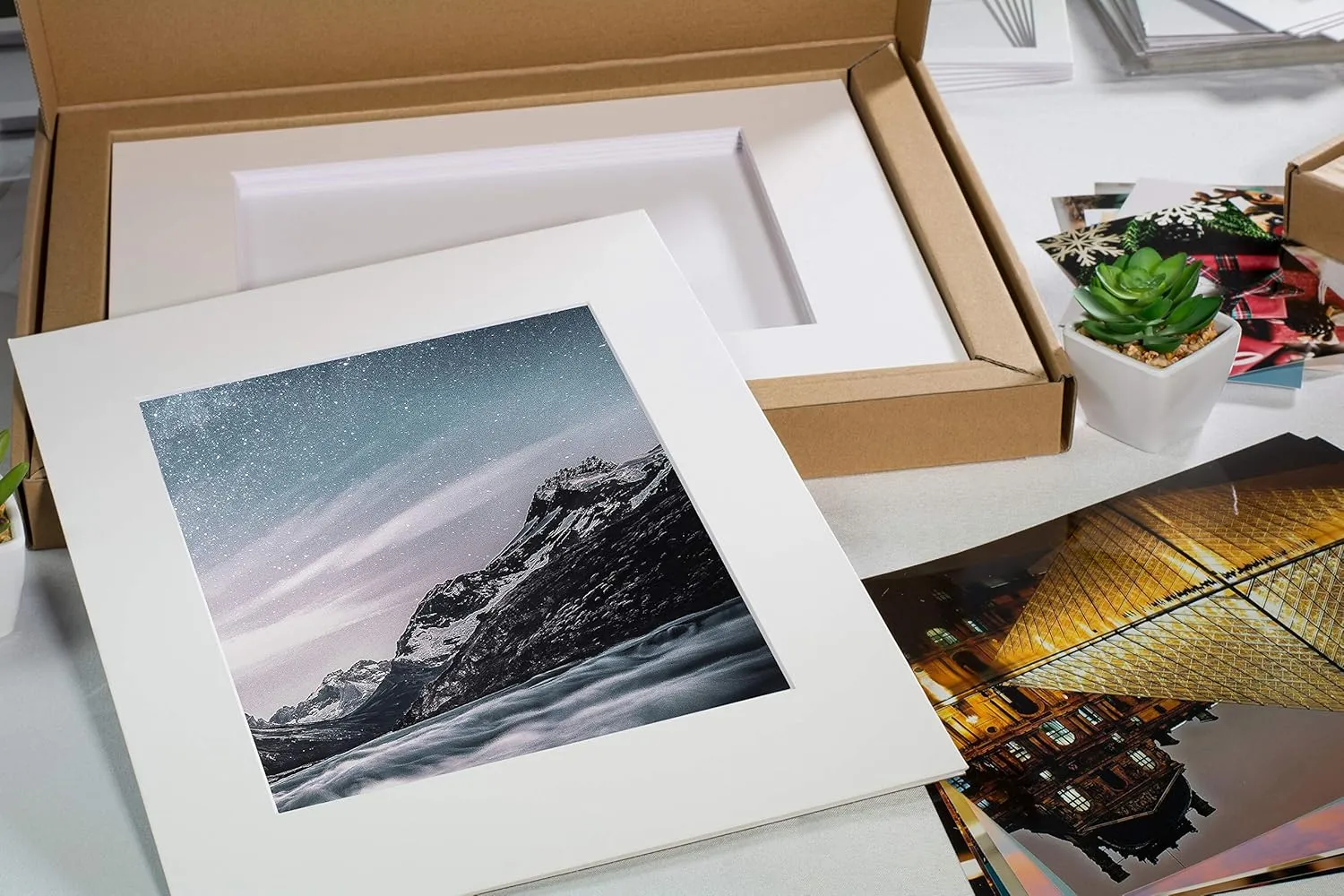 Mat Board Center, 25 Pack of Black Pre-Cut Mat Board 16x20 Picture Mat for 11x14 Photo with White Core Bevel Cut Mattes Sets. Includes 25 Acid Free Mats & 25 Backing Board & 25 Clear Bags
