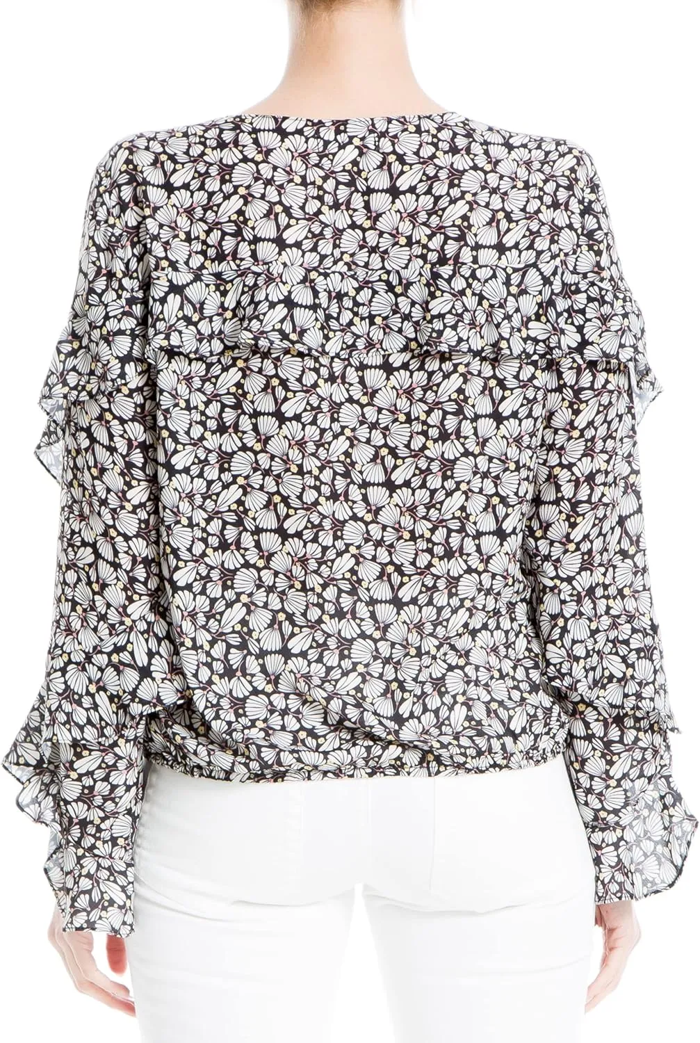 Max Studio Women's Crepe Long Sleeve Faux Wrap Blouse