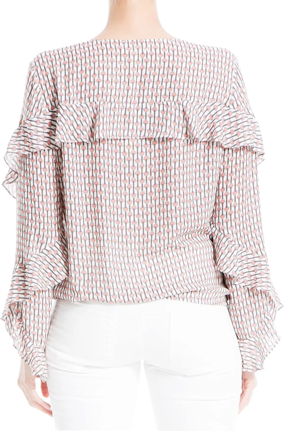 Max Studio Women's Crepe Long Sleeve Faux Wrap Blouse
