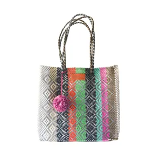 Maya Woven Tote Bag, Handwoven Recycled Plastic Tote, Oaxaca Mexican Woven Purse, Water-Resistant Beach Bag, Summer Bag, Everyday Tote