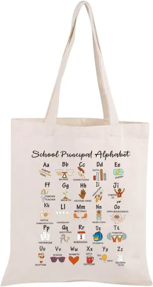 MBMSO School Principal Tote Bag Principal Thank You Gift Teaching Supplies Bag Teacher Canvas Tote Bag Principal Casual Bag Admin Team Bags (School Principal Tote)