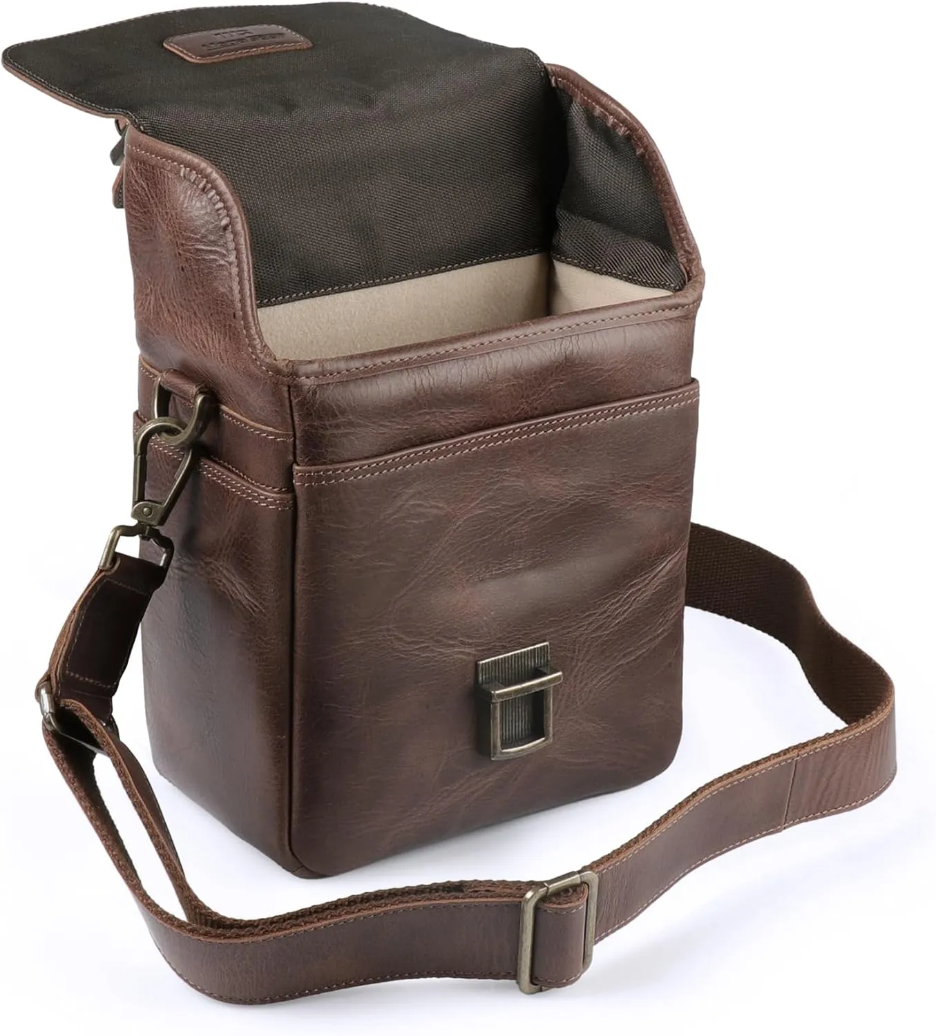 MegaGear Torres Mini MG1328 Genuine Leather Camera Messenger Bag for Mirrorless, Instant and DSLR Cameras