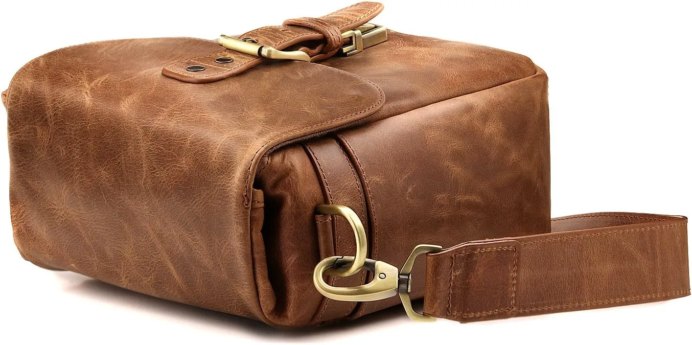 MegaGear Torres Mini MG1328 Genuine Leather Camera Messenger Bag for Mirrorless, Instant and DSLR Cameras