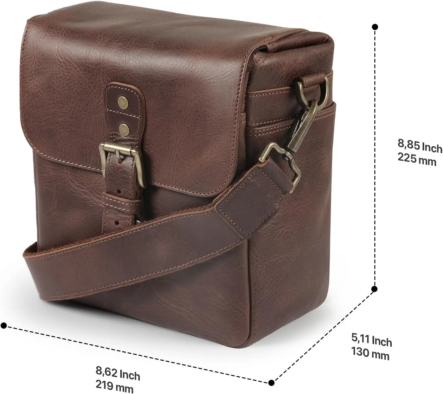 MegaGear Torres Mini MG1328 Genuine Leather Camera Messenger Bag for Mirrorless, Instant and DSLR Cameras