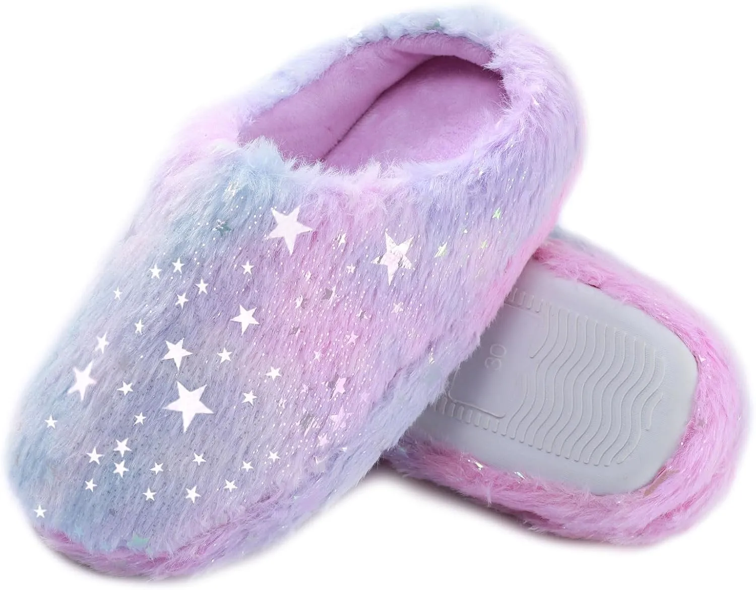 MEJORMEN Girls Fluffy House Slippers Cozy Plush Slip-on House Shoes Kids Warm Bedroom Slippers Memory Foam Slippers for Indoor Outdoor