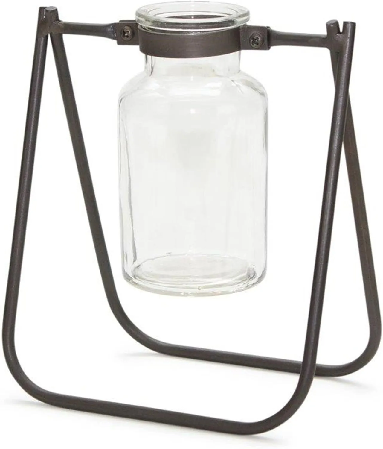 Melrose Iron Set Of 2 Brown And Glass Jar With Stand 82052DS