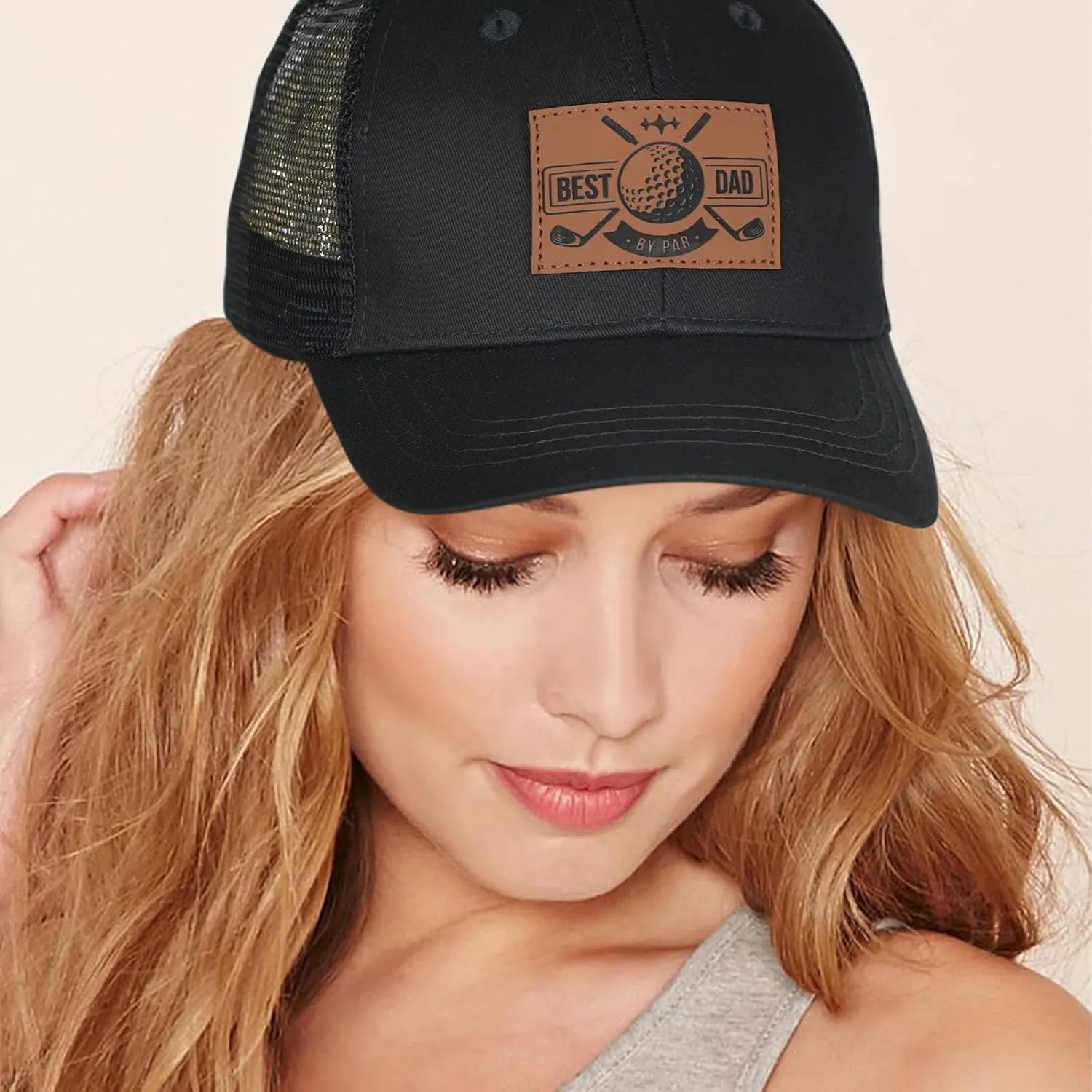 Men's Baseball Hat Patterned Leather Trucker Cap, Birthday for Dad Husband Grandpa Boyfriend