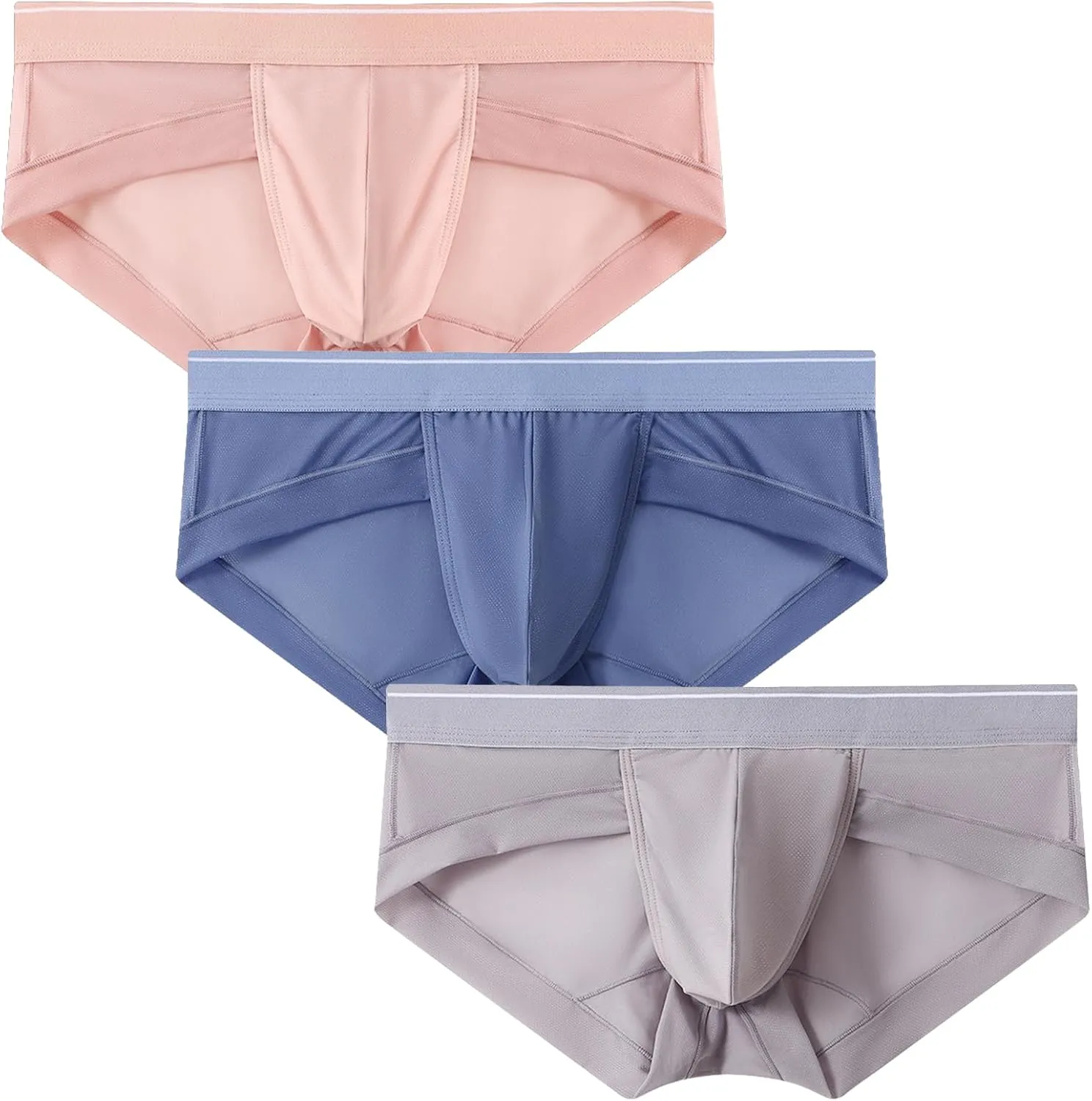 Men's Briefs Underwear Silky Bikinis Thongs No Fly Pouch Moisture-Wicking Underpants for Men Multi pack