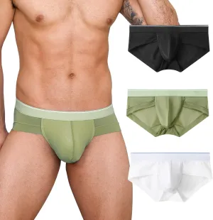 Men's Briefs Underwear Silky Bikinis Thongs No Fly Pouch Moisture-Wicking Underpants for Men Multi pack