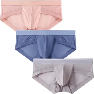 Men's Briefs Underwear Silky Bikinis Thongs No Fly Pouch Moisture-Wicking Underpants for Men Multi pack