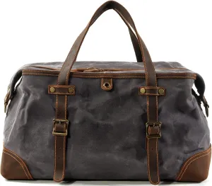 Men's Canvas Duffle Bag Large Capacity Travel Crossbody Shoulder Bag Weekend Convenient Carry On Luggage Bags Unisex (Grey)