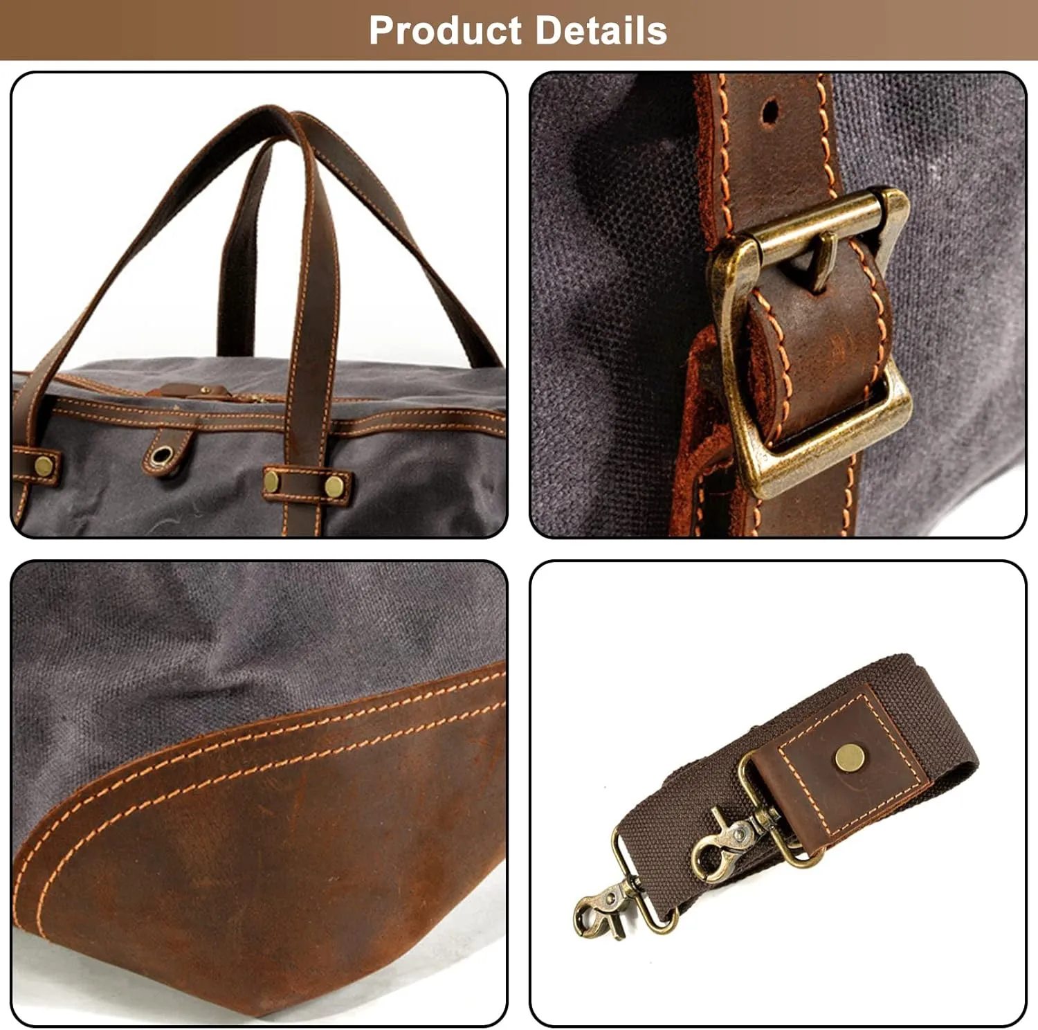 Men's Canvas Duffle Bag Large Capacity Travel Crossbody Shoulder Bag Weekend Convenient Carry On Luggage Bags Unisex (Grey)