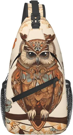 Men's Cross Chest Bag Diagonally (Owl Beliefs), Crossbody Shoulder Bag Travel Hiking Daypack for Women