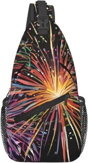 Men's Cross Chest Bag Diagonally(Explosion Firework 3D), Crossbody Shoulder Bag Travel Hiking Daypack for Women