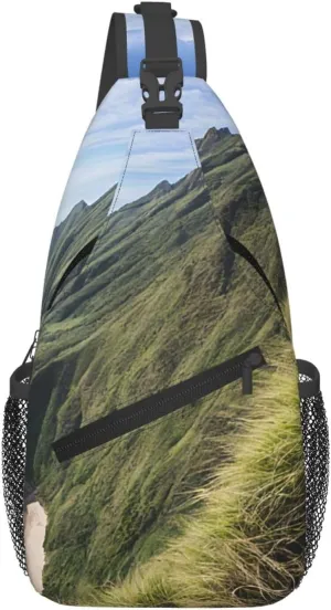 Men's Cross Chest Bag Diagonally(Kauai Hawaii Seashore), Crossbody Shoulder Bag Travel Hiking Daypack for Women