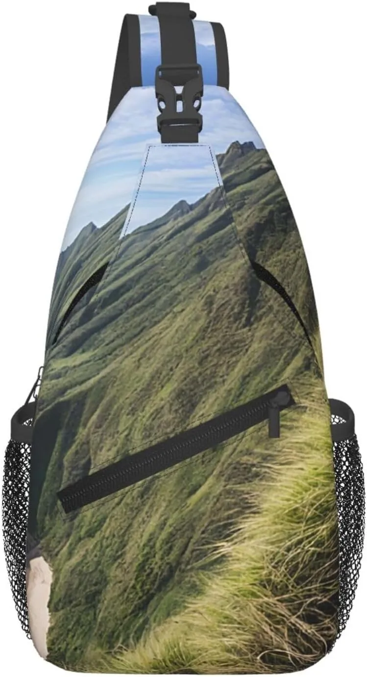 Men's Cross Chest Bag Diagonally(Kauai Hawaii Seashore), Crossbody Shoulder Bag Travel Hiking Daypack for Women