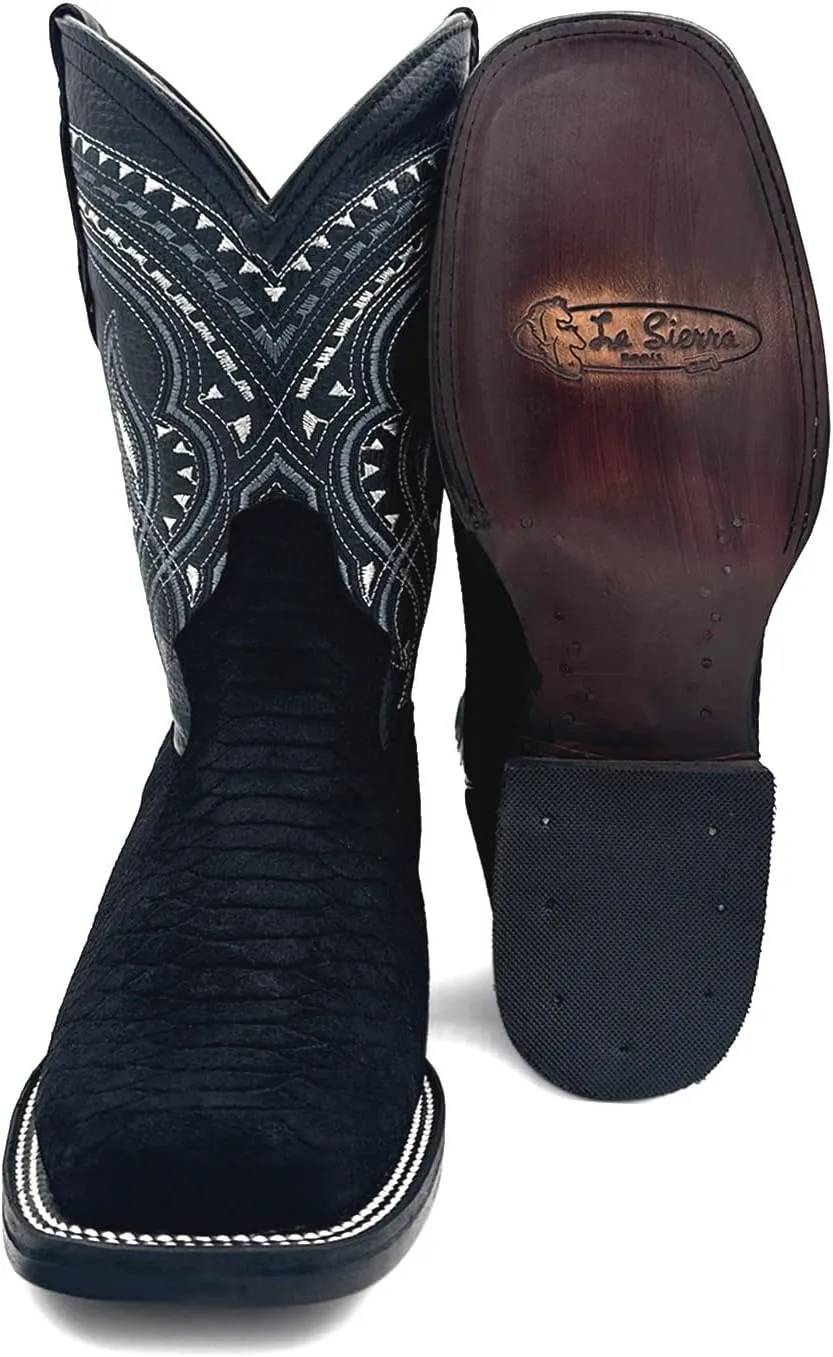 Mens Exotic Snakeskin Square Toe Phyton Print Genuine Leather Western Boots