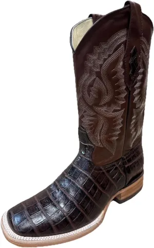 Men's Leather Crocodile Print Western Cowboy Square Toe Boot