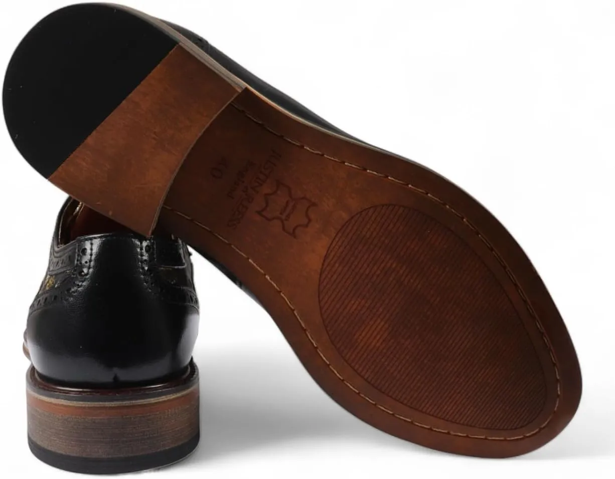 Men's Leather Floral Print Brogue Dress Shoes - Ross
