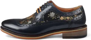 Men's Leather Floral Print Brogue Dress Shoes - Ross
