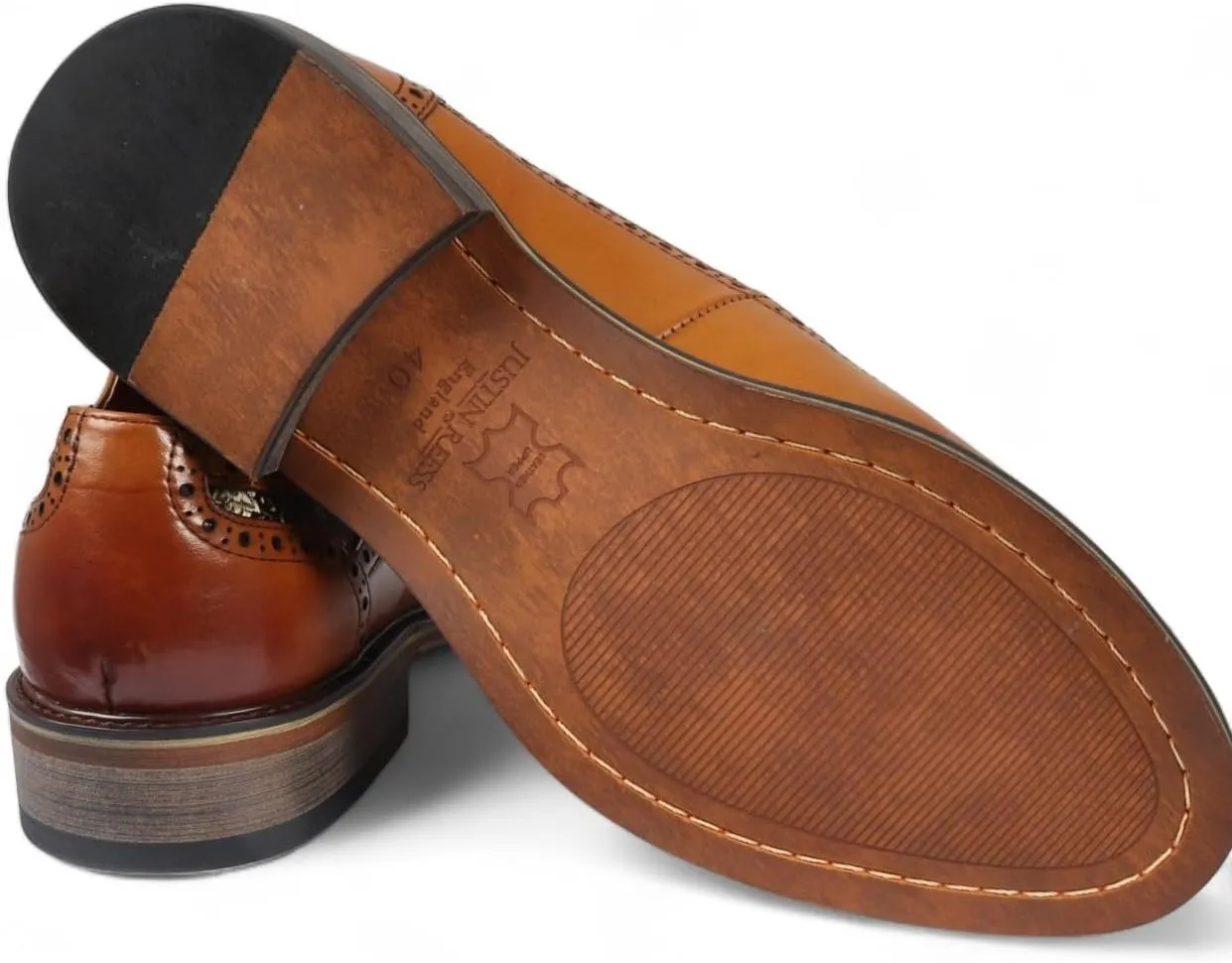 Men's Leather Floral Print Brogue Dress Shoes - Ross