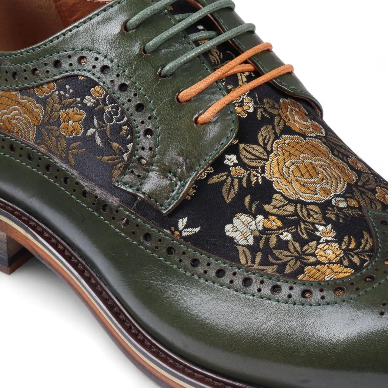 Men's Leather Floral Print Brogue Dress Shoes - Ross
