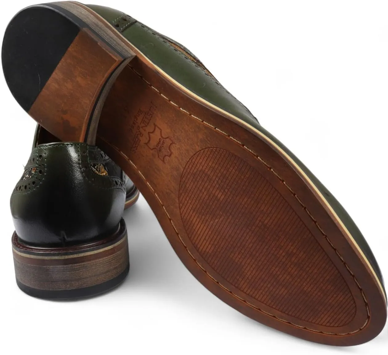 Men's Leather Floral Print Brogue Dress Shoes - Ross