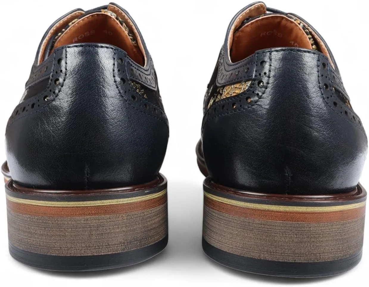 Men's Leather Floral Print Brogue Dress Shoes - Ross