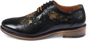 Men's Leather Floral Print Brogue Dress Shoes - Ross