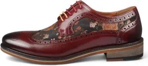 Men's Leather Floral Print Brogue Dress Shoes - Ross